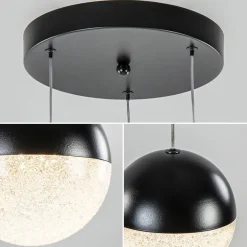 Ronde 3-Lichts LED hanglamp met zwarte bollen dimbaar