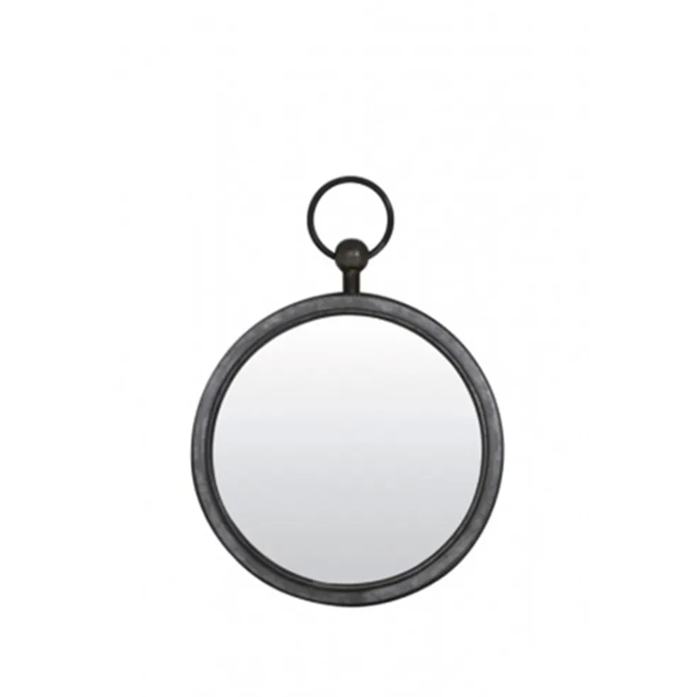 Ronde metalen spiegel zink/grijs klein