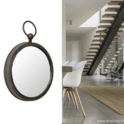 Ronde metalen spiegel zink/grijs klein