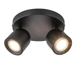 Ronde opbouwspot 2-lichts zwart GU10