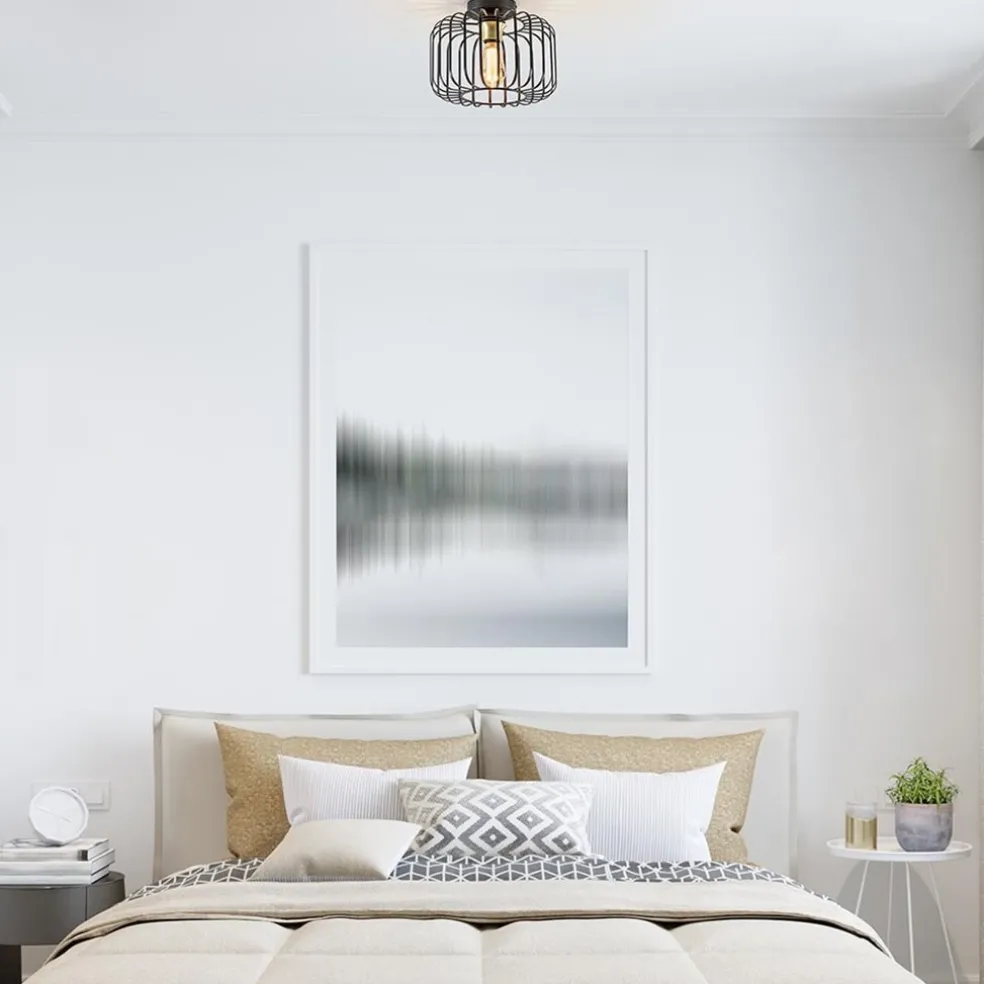 Ronde plafondlamp draad zwart met goud