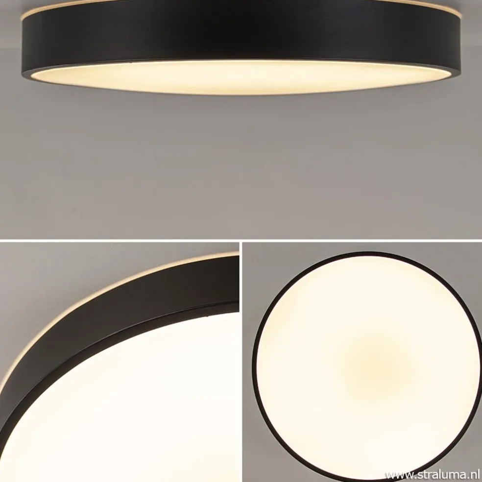 Ronde plafondlamp zwart inclusief LED en remote