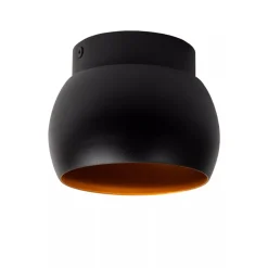 Ronde plafondspot zwart met goud GU10