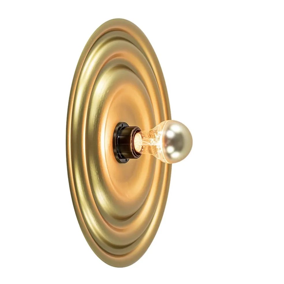 Ronde wand/plafondlamp gouden schaal