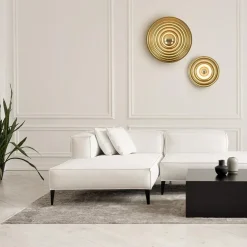 Ronde wand/plafondlamp gouden schaal