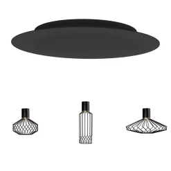 Samengestelde 6-lichts hanglamp spin met zwarte kappen