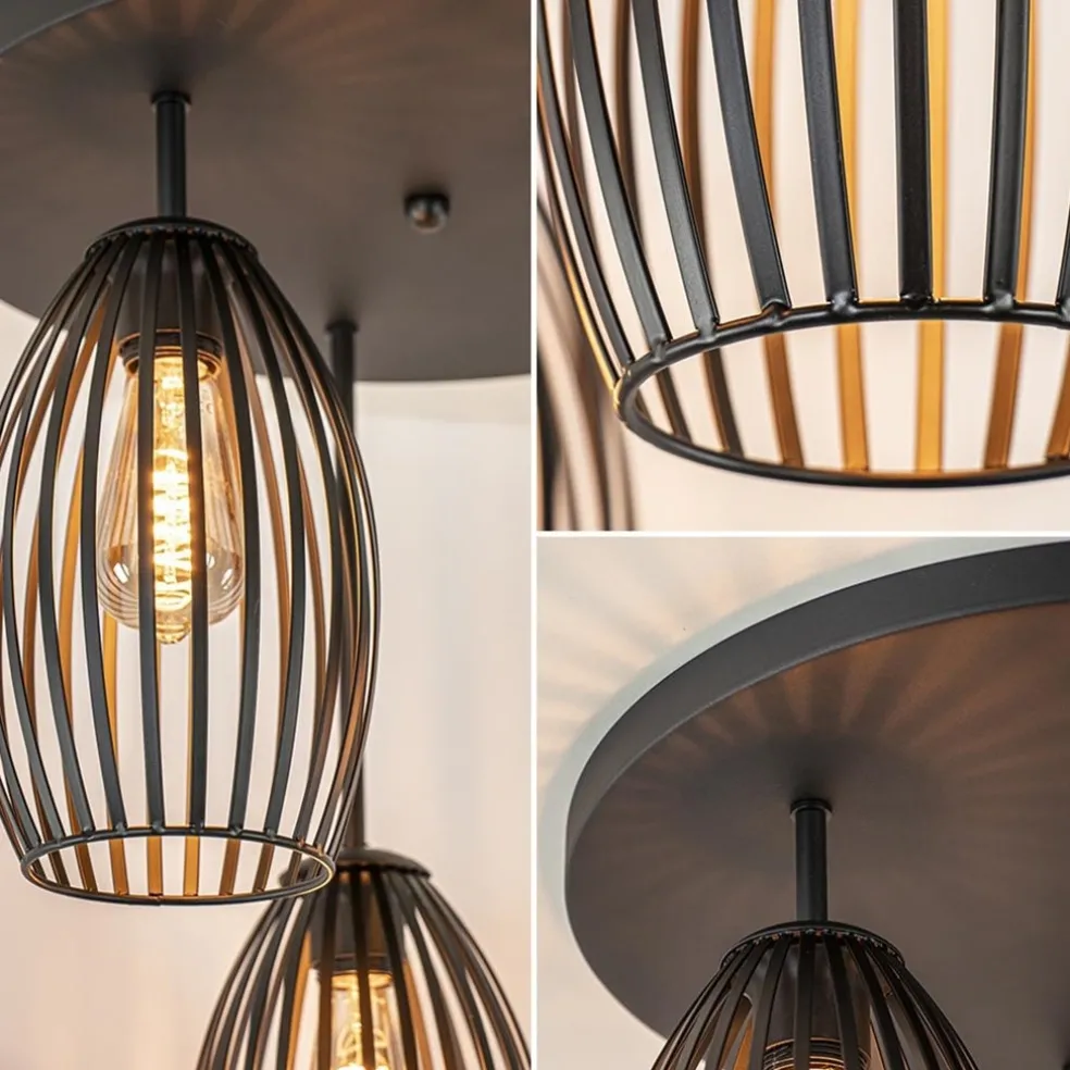 Scandinavische 3-lichts plafondlamp mat zwart