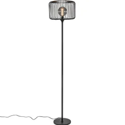 Scandinavsiche vloerlamp zwart met draadkorf