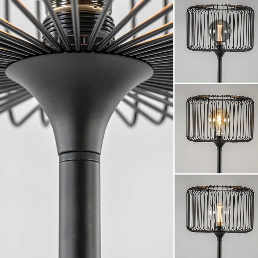 Scandinavsiche vloerlamp zwart met draadkorf