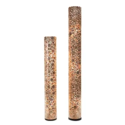 Schelpen vloerlamp goud cilinder groot