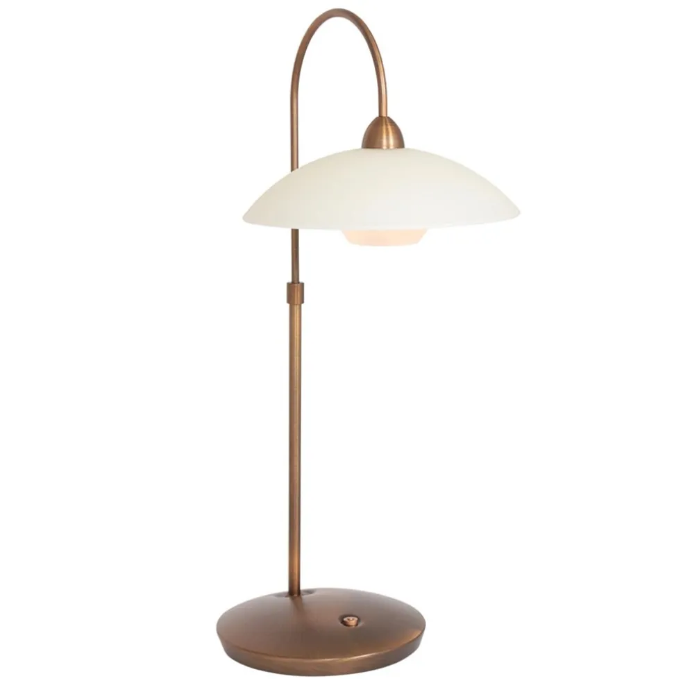 Sfeervolle tafellamp brons met creme glas klassiek