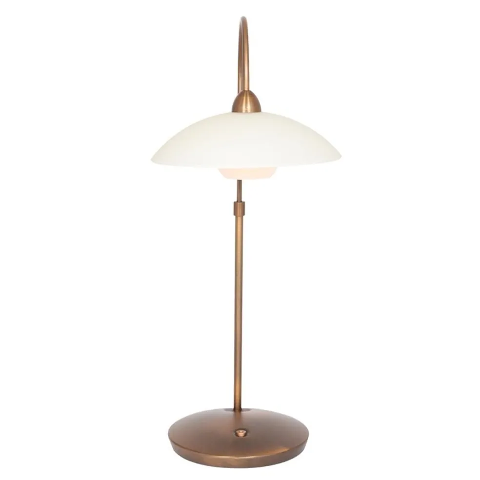 Sfeervolle tafellamp brons met creme glas klassiek