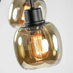 Sierlijke vloerlamp mat zwart met smoke glazen kappen