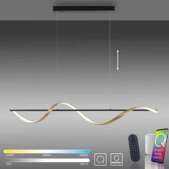Smart hanglamp antraciet/goud inclusief remote