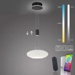 Smart hanglamp mat zwart met opaal glazen kap