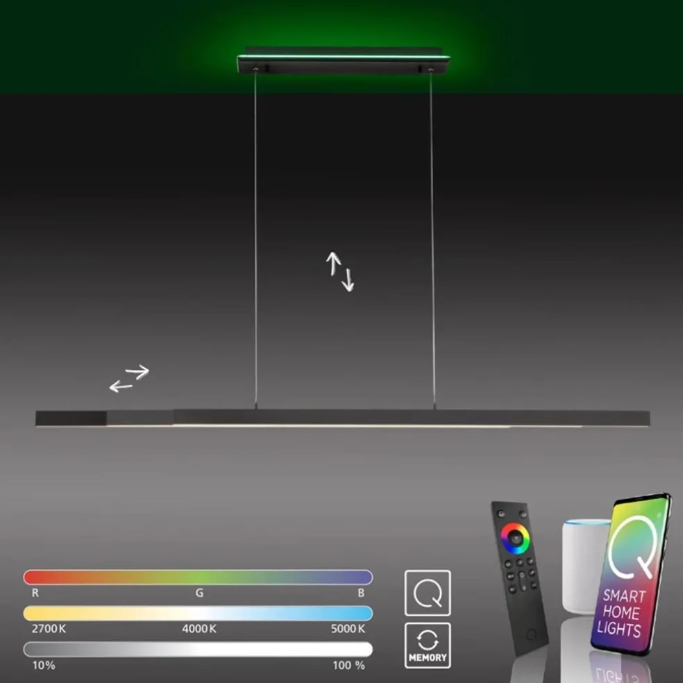 Smart hanglamp mat zwart verstelbaar