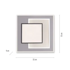 Smart plafondlamp zwart met grijs vierkant