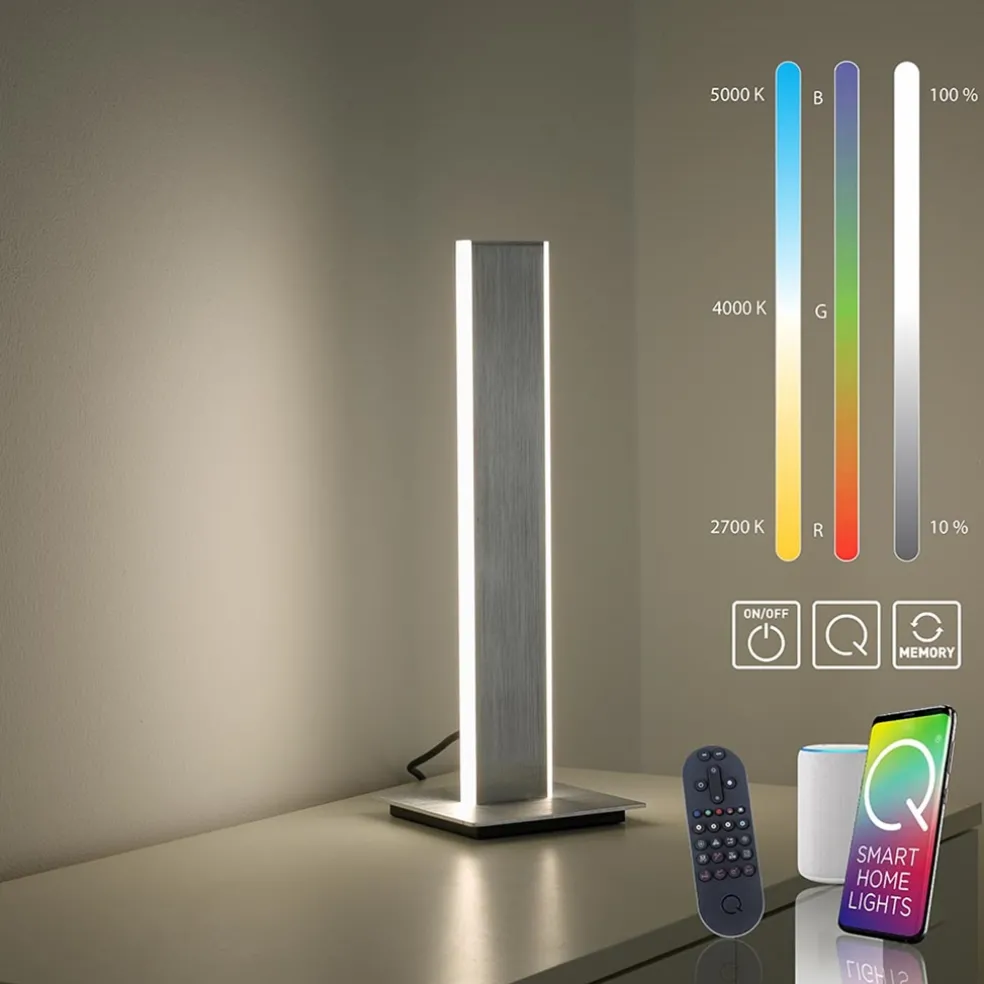 Smart tafellamp aluminium met 2 LED strips