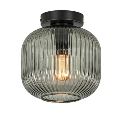 Smoke glazen plafondlamp met zwarte bevestiging