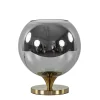 Smoke glazen tafellamp met gouden voet