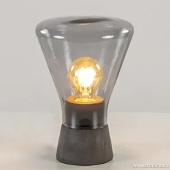 Smoke glazen tafellamp met betonnen voet