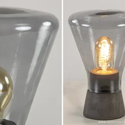 Smoke glazen tafellamp met betonnen voet