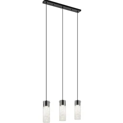 Speelse hanglamp zwart met helder glas 3-lichts