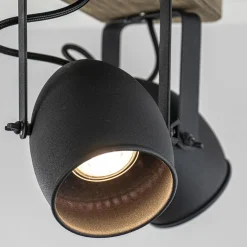 Spot 2-lichts zwart met hout