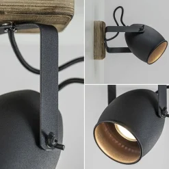 Spot 1-lichts zwart met hout