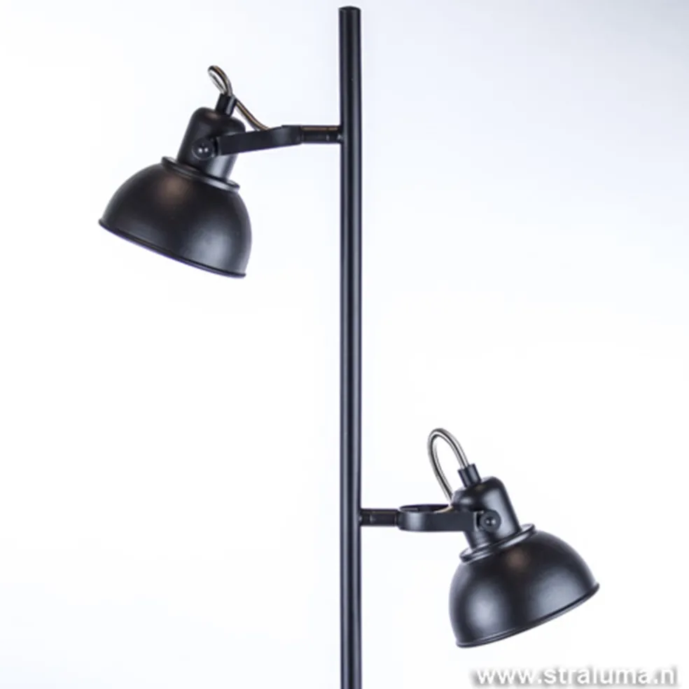 Staande 2-L spot zwart industrieel incl.gu10