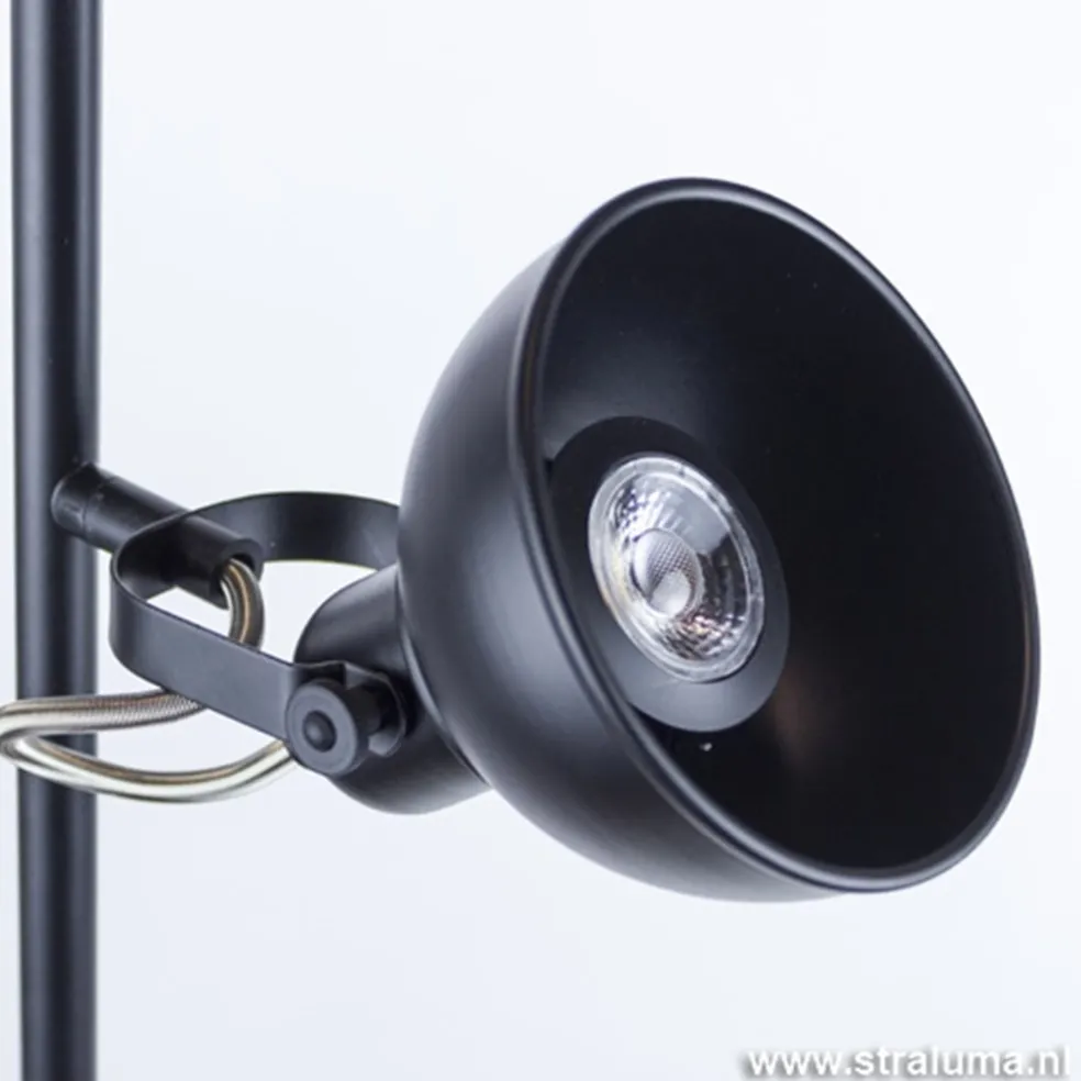 Staande 2-L spot zwart industrieel incl.gu10
