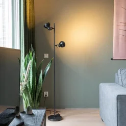 Staande 2-L spot zwart industrieel incl.gu10