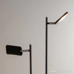 Staande 2-lichts leeslamp zwart 2xpushdimmer