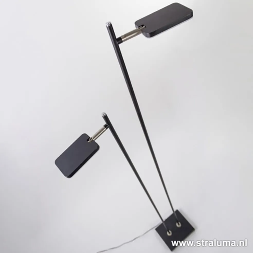 Staande 2-lichts leeslamp zwart 2xpushdimmer