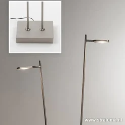 Staande vloerlamp led 2 lichts staal