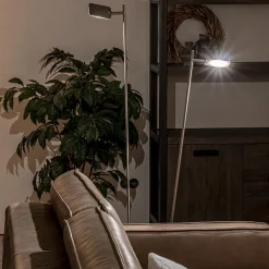 Staande vloerlamp led 2 lichts staal