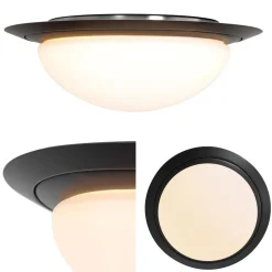 3-Standen dimbare LED plafondlamp zwart met wit glas IP44