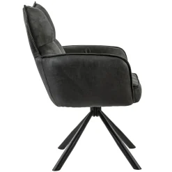 Stijlvolle eetkamerstoel draaibaar antraciet met zwart