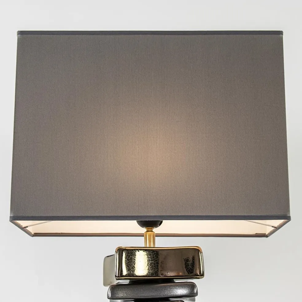 Stijlvolle tafellamp grijs/goud inclusief kap
