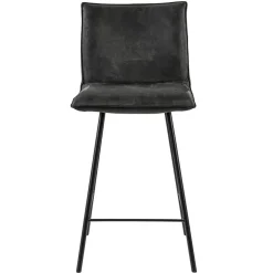 Stoere barkruk met bull lederen zitting antraciet