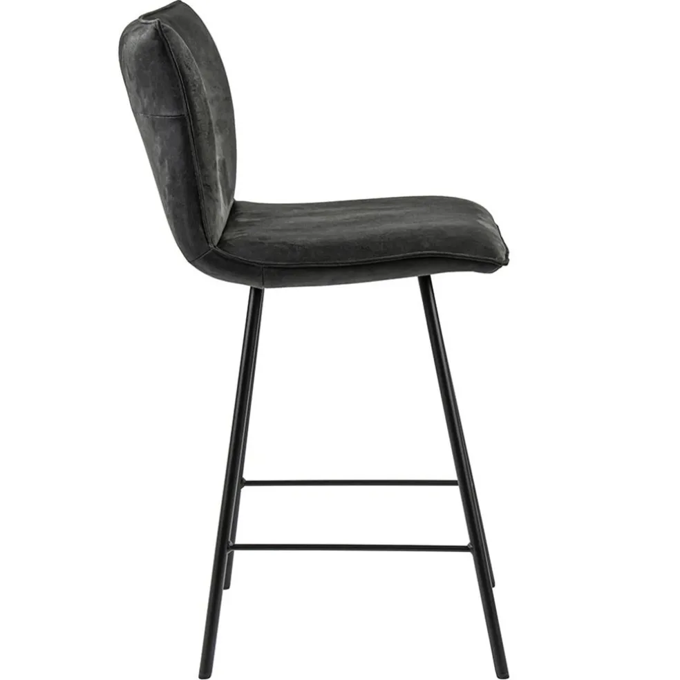 Stoere barkruk met bull lederen zitting antraciet