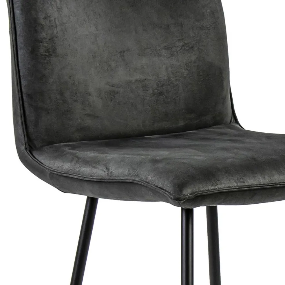 Stoere barkruk met bull lederen zitting antraciet