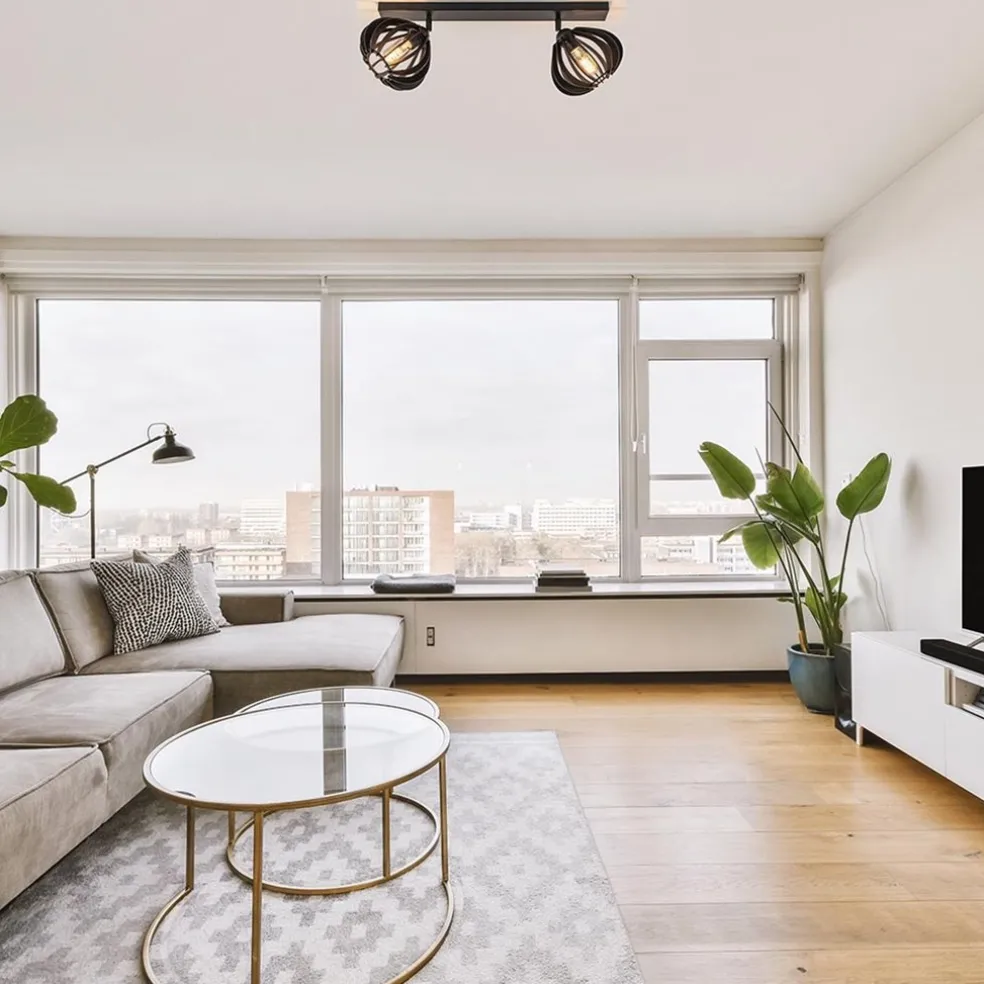 Stoere 2-lichts plafondlamp met houten kappen zwart