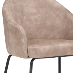 Stoffen armstoel sand met smalle metalen poot