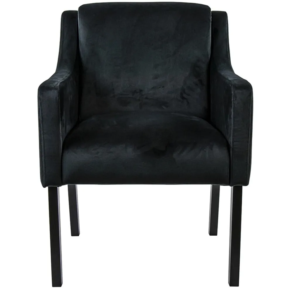 Stoffen armstoel zwart met zwarte poot