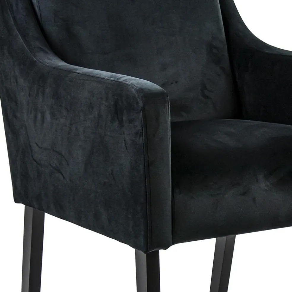 Stoffen armstoel zwart met zwarte poot
