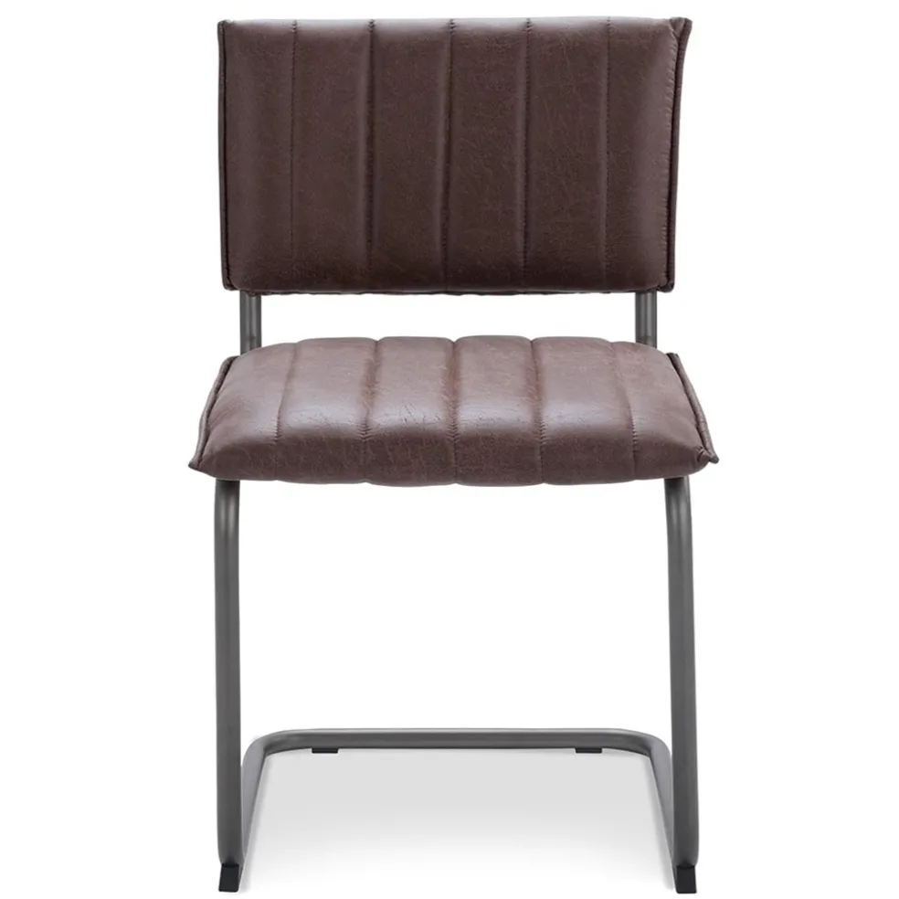 Stoffen eetkamerstoel bruin met gunmetal onderstel