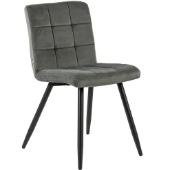 Stoffen eetkamerstoel grijs met zwarte poot