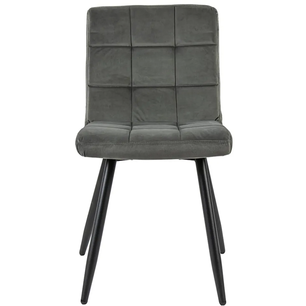 Stoffen eetkamerstoel grijs met zwarte poot