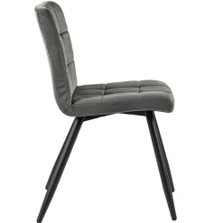 Stoffen eetkamerstoel grijs met zwarte poot